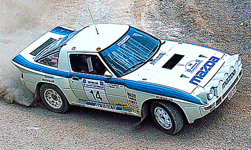 RX-7は1982年にWRCにチャレンジ。翌年ベルギーにMRTE（マツダ･ラリー･チーム･ヨーロッパ）を設立し、参戦体制を強化したが、’85年アクロポリスの3位が最高位だった