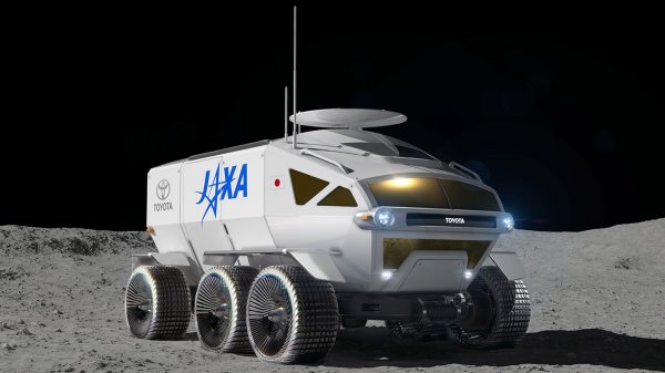 トヨタとJAXAが連携して開発中の燃料電池を動力源とする「有人与圧ローバー」。月に水があれば水素を作ることも視野に入れる