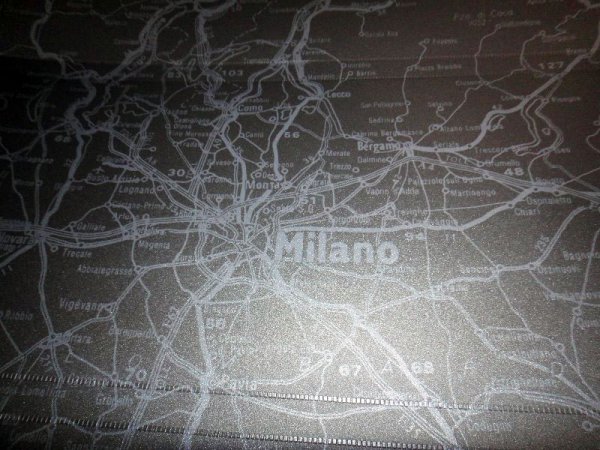 ビアンカは車内の天井内張りにイタリアの道路地図が描かれている
