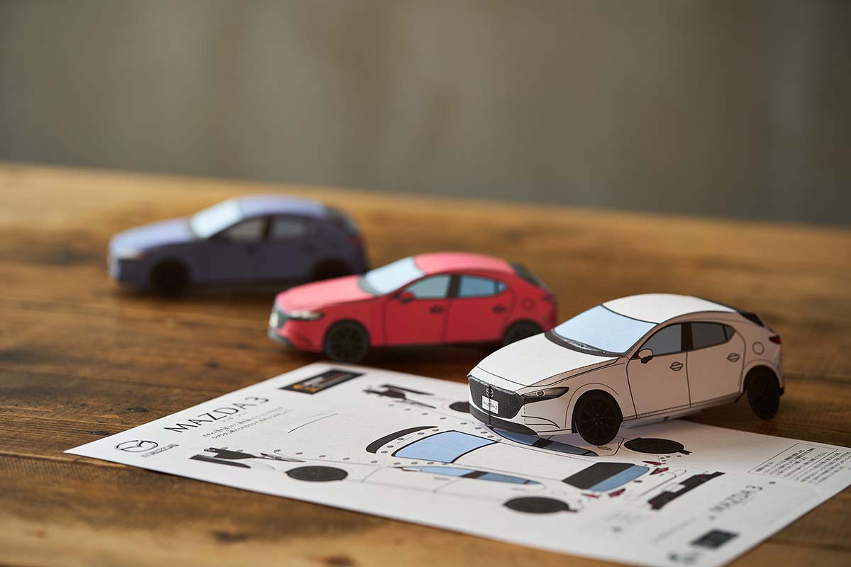 ペーパークラフトとぬり絵による Mazda3オリジナルデザインコンテスト 開催 自動車情報誌 ベストカー