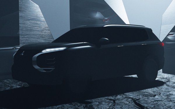 今回世界初公開となった次期アウトランダーの事前公開写真（めいっぱい明度を上げています）。グラマラスなボディと三菱自動車のデザインアイデンティティであるダイナミックシールドが強調されたデザイン