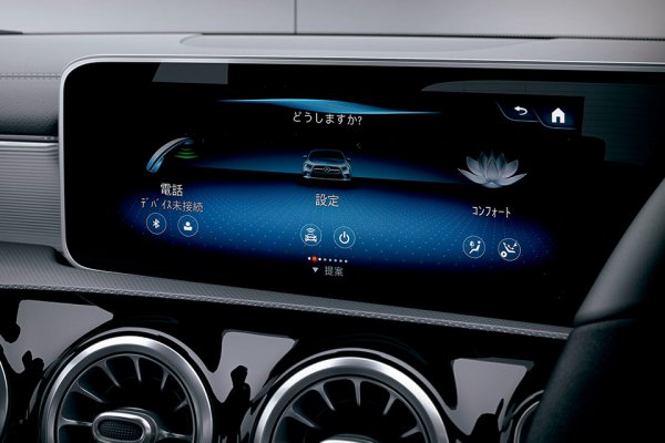 メルセデスベンツAクラスの装備されるMBUX。「ハイ! メルセデス」と呼ぶと起動する。BMW3シリーズにも音声認識システムが新たに採用されるなど今後も急速に普及していくと思われる