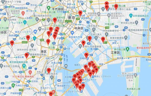 路車間通信システムに対応している交差点（東京都中心部）