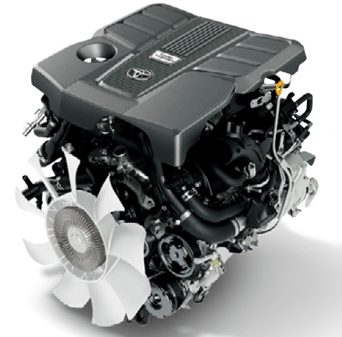 V35A-FTSガソリンツインターボ。マルチホール直噴インジェクタ付きD-4STの採用、ロングストローク化、バルブ挟角の最適配置を実施。力強い低速トルクと優れた加給レスポンスを生み出す