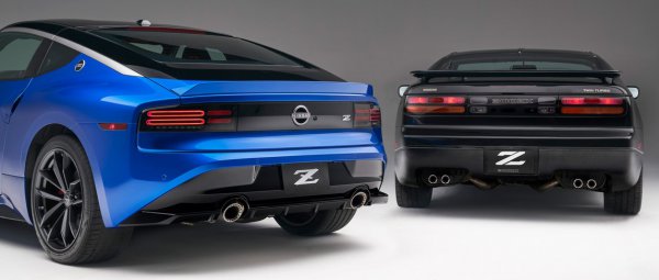 Z32のテールと新型Zのテールの比較。新型はZ32をモチーフにデザインされている