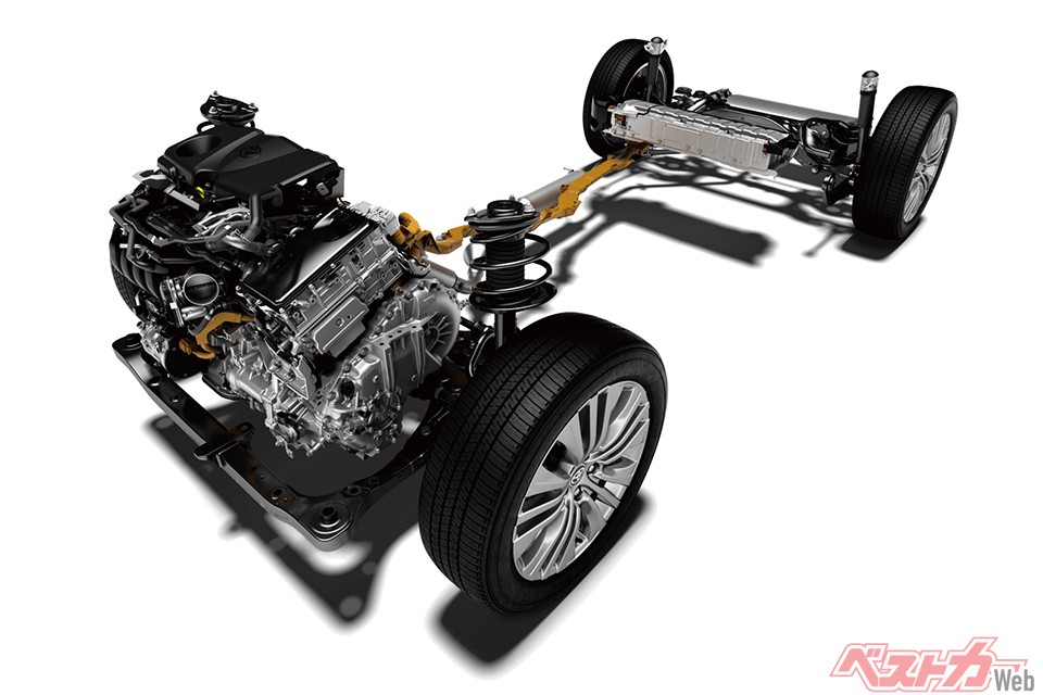 TNGAのFF用GA-Kプラットフォームを採用。4WDはガソリンターボがダイナミックトルクベクタリング、ハイブリッドはモーター駆動のE-Fourとなる