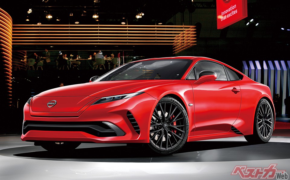 ボディサイズなどの詳細は明らかになっていないが、全長4250×全幅1800×全高1250mmと予想。MID4 IIの市販断念から30年以上が経過するが、アルピーヌA110のコンポーネントを使うことで日産の悲願成就となる可能性は高い(画像はベストカー編集部による予想CG)