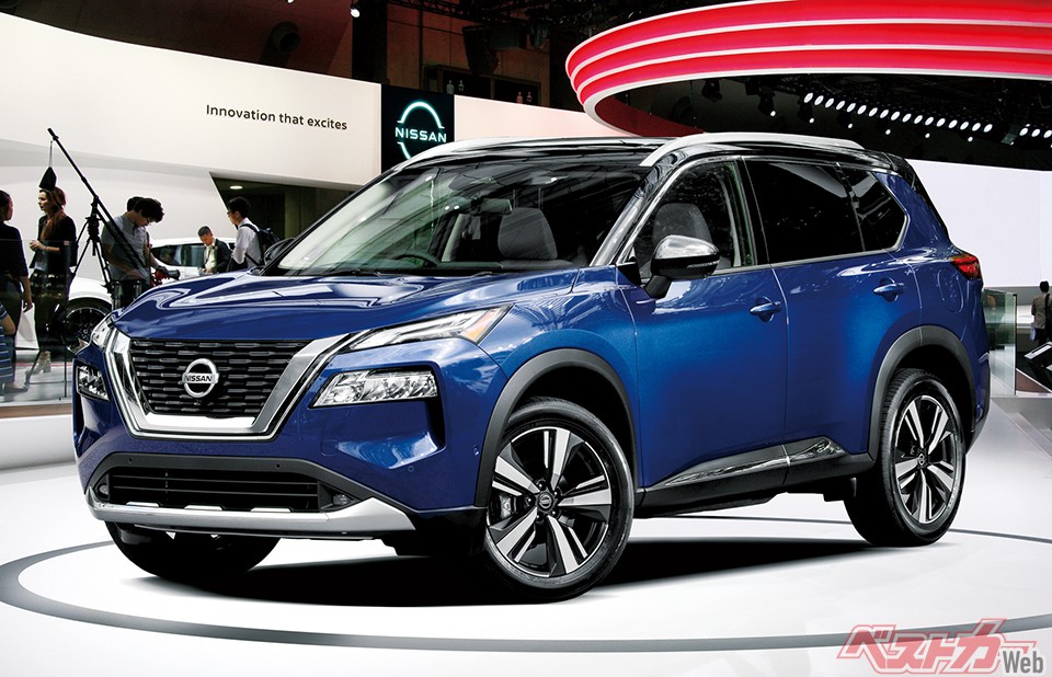 現行型は曲面を多用した流れるようなフォルムだったエクストレイルだが、新型では力強いイメージの四角いスタイルが復活(画像はベストカー編集部による予想CG)