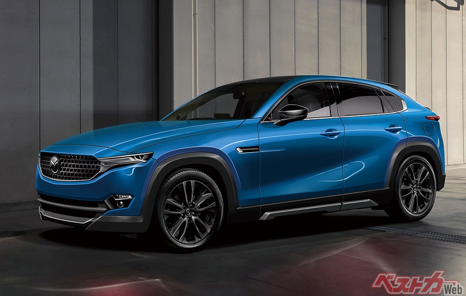 CX-50は新型CX-5や新型マツダ6とともに、新開発の次世代FRラージプラットフォームと直6エンジンを採用。FRベースの高級SUVが誕生する(画像はベストカー編集部による予想CG)