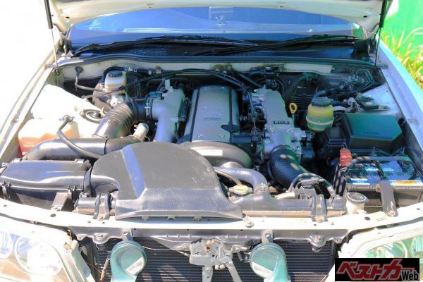 エンジン型式「1JZ-GTE」。搭載車:トヨタマークII、ソアラ、スープラ(1990~2006年)、後期型仕様:直6DOHCターボ、総排気量2491cc、最高出力280ps/6200rpm、最大トルク38.5kgm/2400rpm