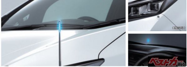 日産リーフ。世代の古さからか、数少ないネオンコントロールの設定車種となる。パワースイッチONで連動する