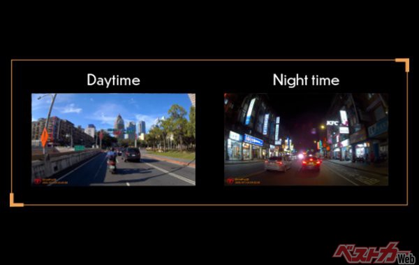 気になる録画画質だが、フルHDで1080Pを確保、またソニーのイメージセンサー「スタービス」を搭載により、夜やトンネルの出入り口でも色飛びは起きにくいので安心だ