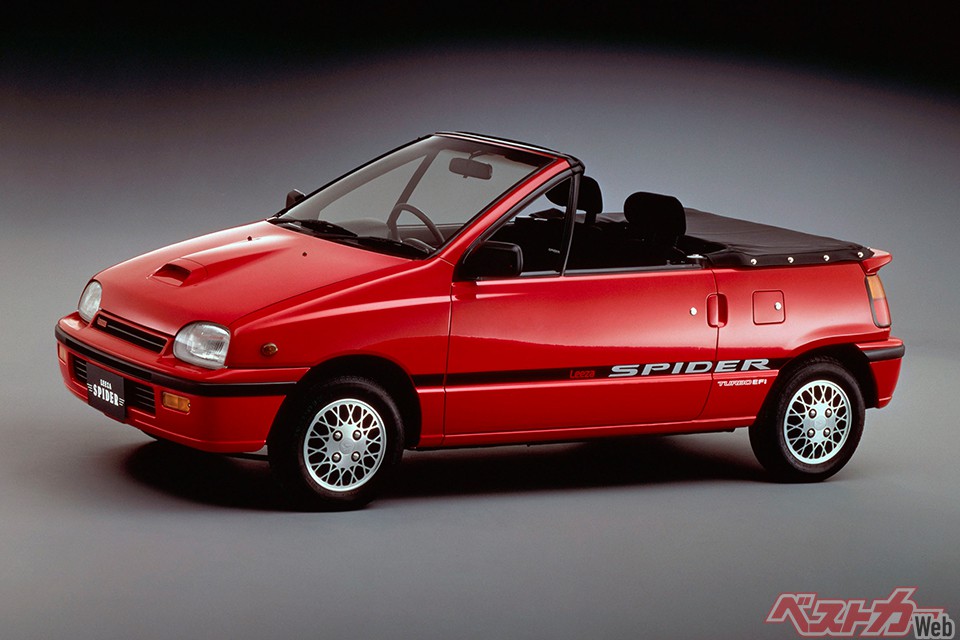 リーザスパイダー(1991~1993年)。新規格で排気量を550ccから660ccに拡大したリーザ。そのルーフを外し、2座のオープンカーにした!!