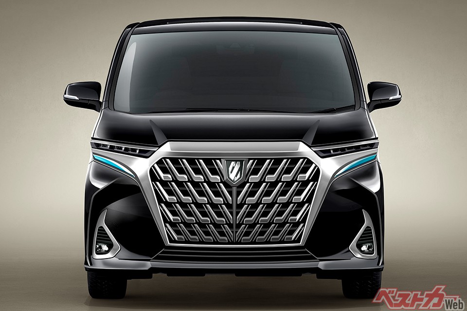 次期アルファードの顔はどうなるのか、全世界が注目している。ベストカーの予想では、周囲のメッキが分厚くなり、ヘッドライトの極薄化が目立つが、インパクトはいまひとつ。もっとハジけて欲しいぜ!(ベストカー制作の予想CG)