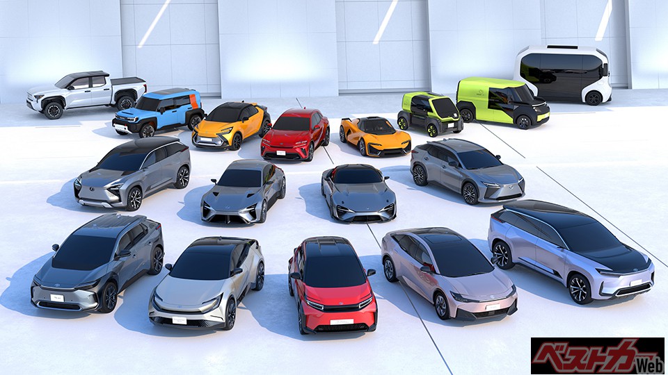 2021年12月14日に豊田社長によってブチ上げられたバッテリーEV戦略発表で紹介されたバッテリーEVのラインナップ。実はこの中に新型エスティマの雛形がある?