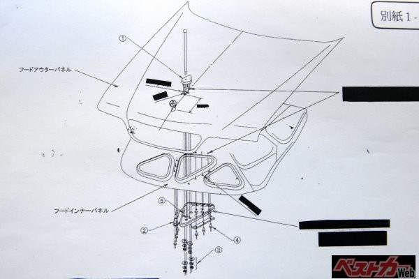 皇嗣旗を立てるための台座を装着するための図面。2000年から使用されていたディグニティは、東京パラリンピック閉会式を最後に、事実上の引退となった<br>※その後の情報で、2022年1月1日にディグニティの稼働が確認されました<br>