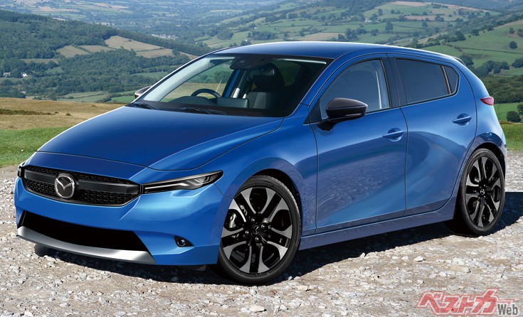 マツダ2。小型車用の新世代SKYACTIVシャシーの採用で、走りがより上質なものに(画像はベストカー編集部による予想CG)