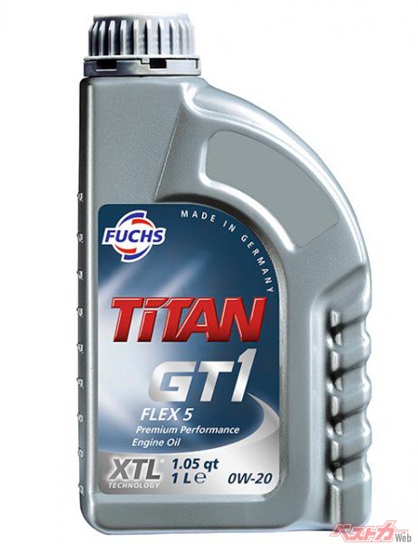 欧州モータースポーツシーンで名高いフックスの高性能エンジンオイル。フラッグシップラインのTITAN GT1は、独自のXTLテクノロジー採用により、極限状態での高い潤滑性と耐久性を実現している。価格3,630円（1Lボトル／税込）問い合わせ 阿部商会 0800-100-4182