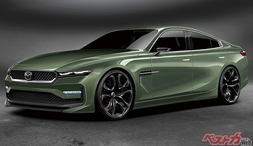 プレミアムブランド化を推進するマツダにとって重要な位置付けとなるモデルが、このFR化された新型マツダ6だ(画像はベストカー編集部による予想CG)