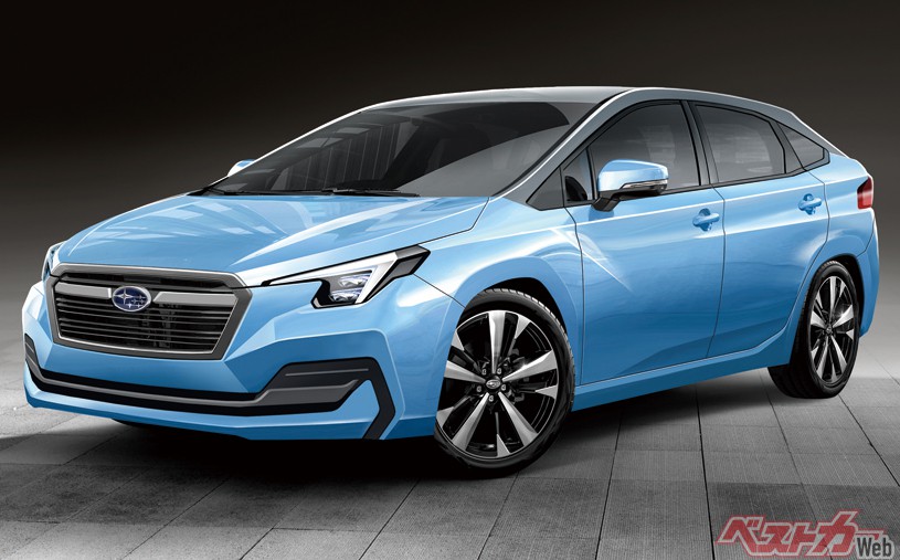 スバル インプレッサ。従来モデルと同じくセダンと5ドアハッチバックを設定。人気のアイサイトも最新モデルが搭載される(画像はベストカー編集部による予想CG)
