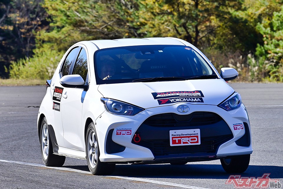 TRD ヤリス ラリー仕様（1.5L・FF）TRDテスト車両。TRDラリーチャレンジと全日本ラリーのために開発され、グラベルからターマックまで対応する