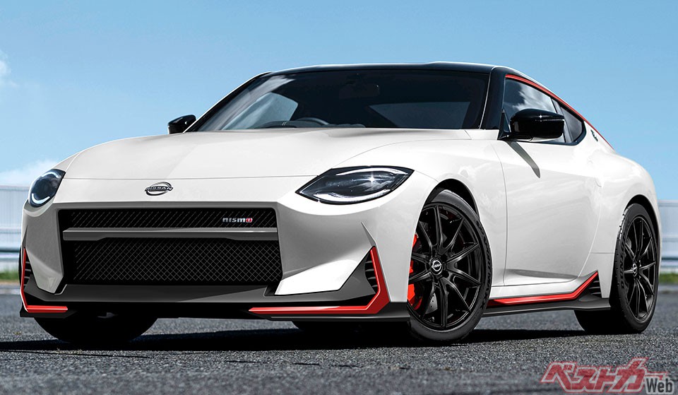日産 フェアレディZ NISMO。NISMOモデルに共通するエクステリアのレッドアクセントは新型でも採用される(画像はベストカー編集部による予想CG)