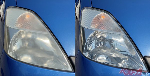 ヘッドライトの黄ばみ 白化がこすらずに簡単スッキリ 塗るだけでピッカピカ 最長2年間持続 Kure Loox ヘッドライト クリア プロテクト の凄さを実体験 自動車情報誌 ベストカー ヘッドライトの黄ばみ 白化がこすらずに簡単スッキリ 塗るだけでピッカピカ 最長2年間持続 Kure Loox ヘッドライト クリア プロテクト の凄さを実体験 自動車情報誌 ベストカー