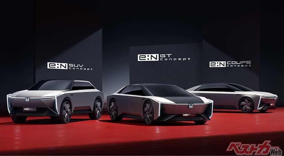 2021年10月で世界初公開されたコンセプトモデル「e:N SUV Concept」「e:N GT Concept」「e:N COUPE Concept」。今後5年以内の発売を目指している