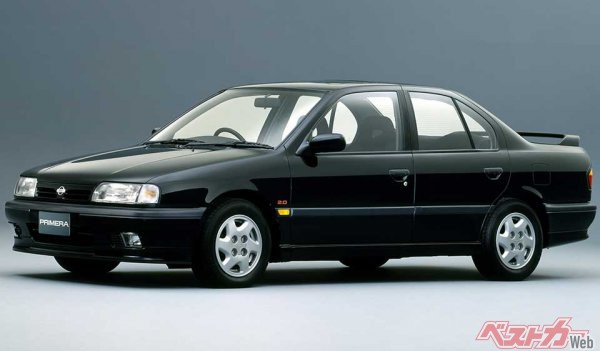 日産プリメーラ（初代・1990年） FFコンパクトセダンで欧州車に負けない、本気の操縦性を追求。デザインも含め、従来の日本車にはない雰囲気で存在感を放った