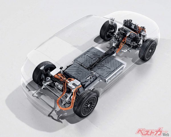 駆動方式は、FWDと4WDを設定。駆動用電池は66.5kWhの大容量を備える