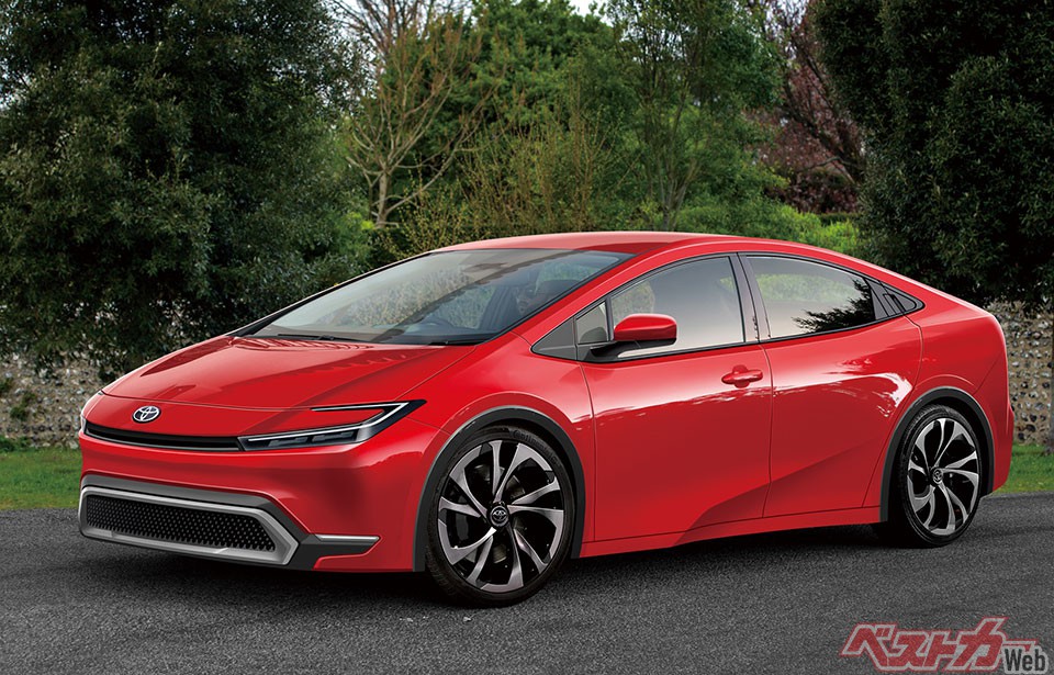 トヨタ 次期プリウス。GA-Cプラットフォームを現行型から継続して採用するが、熟成が進んでいるため走りも大きく進化する(画像はベストカーによる予想CG)