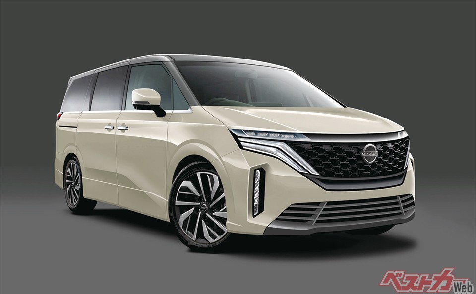 日産 新型エルグランド。アルファードの牙城を崩せるか(画像は編集部が作成した予想CG)