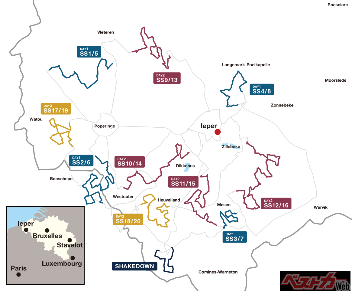 2022年イープル・ラリー・ベルギー　Map