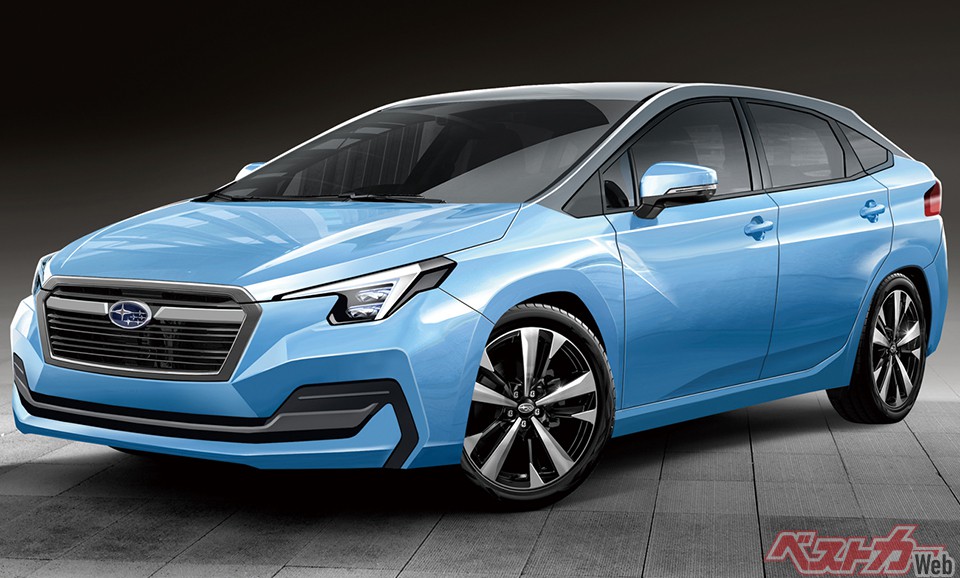 スバル 次期インプレッサ(2022年11月登場予定)。走りの質感も大幅によくなる見込みだ。期待して待つべし!(画像はベストカーによる予想CG)