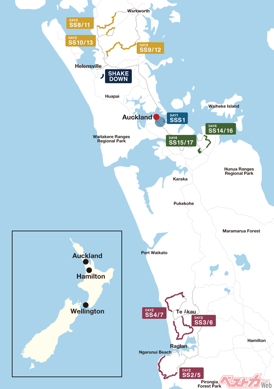 2022年ラリー・ニュージーランド　Map