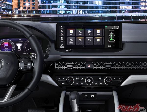ハイブリッド車にはホンダ車史上最大の12.3インチのタッチスクリーンを設け、最上位モデルには最新のアプリやサービスを搭載した「Google built-in 」（グーグル ビルトイン）をホンダ車で初搭載