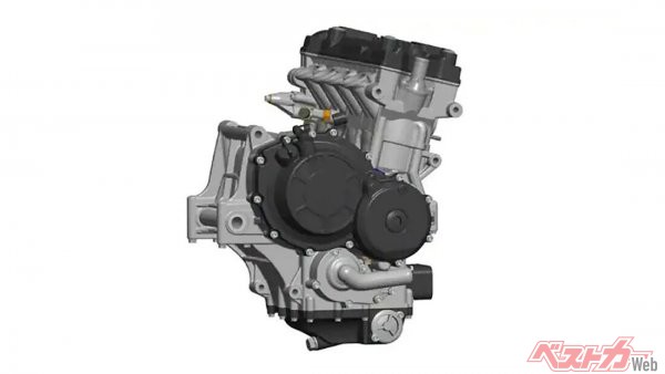 1年前に公開されていたエンジン単体のCG。主要3軸の三角配置によって前後長を短縮し、コンパクト化を促進できる