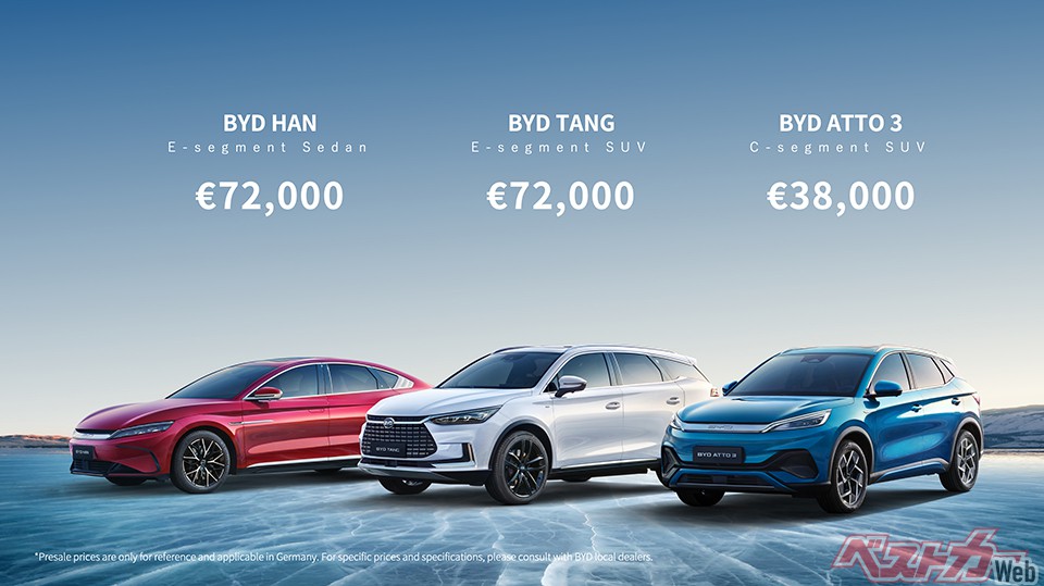 欧州などではラージサイズの高級セダン「HAN」と高級SUV「TAN」を販売しているが、全幅が1910~1950mmと日本の道路事情には合わないなどの理由もあり、日本初導入となるモデルはミドルサイズSUVのATTO 3になったという