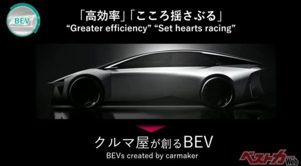 2023年4月7日に開催された、トヨタの新体制方針説明会にてチラ見せされた「2026年に投入予定の次世代BEVのコンセプト画像」。この中身について佐藤さんから語られた
