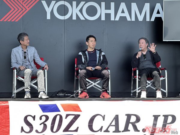 左から田村宏志氏、松田次生氏、そして星野一義氏の3人によるトークショーが開かれ、来場者から好評を博した