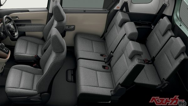 シエンタのインテリア。3列目は「いざという時」程度の実用性だと思っておいたほうがよい。あまり使わないなら、ダイブダウンでシートを格納しておくといい