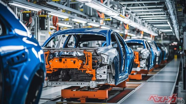 現在テスラやトヨタではギガキャスト構造や自走式など組み立て工場の改革が進んでいるが、それでも3-5年で自動車工場を建設するというのは大変アクロバティックなこと（写真／AdobeStock）