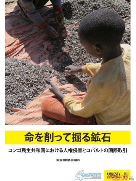 アムネスティの調査によると、コンゴ民主共和国におけるコバルト（世界の産出量50%を占める）のうち20%が同国南部で「手作業」で採掘されているとのこと。由々しき人権問題であり、世界中の人権団体が問題視している https://www.amnesty.or.jp/library/report/pdf/drc_201606.pdf