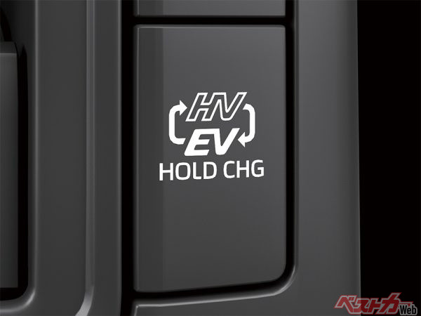 EV／HVモード切替スイッチ（2023年3月1日 PHEV発売開始時の公式画像より）