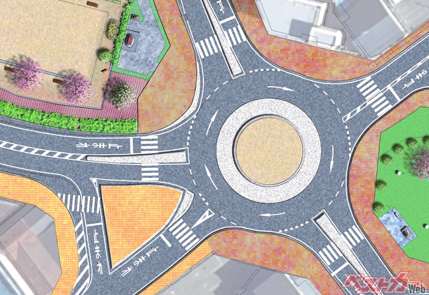 全国初！ 元からあった信号を撤去してのラウンドアバウト式交差点設置