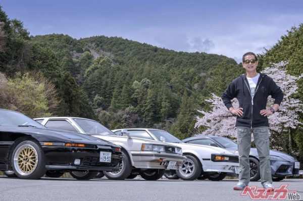 ベストカーに土屋圭市さんが登場! 桜舞い散る春爛漫なロケ地にて、70スープラ、初代ソアラ、セリカXXが大・集・結!