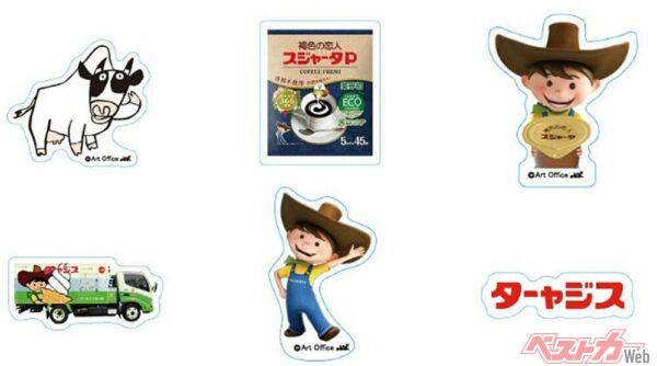 スジャータの公式ステッカーには逆文字のトラックも！（現在は販売されていません）