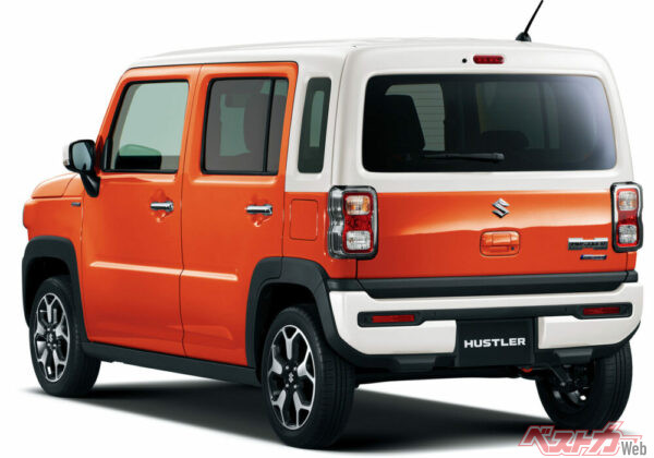 ハスラーハイブリッドX。ボディカラーはバーミリオンオレンジ ソフトベージュ2トーン