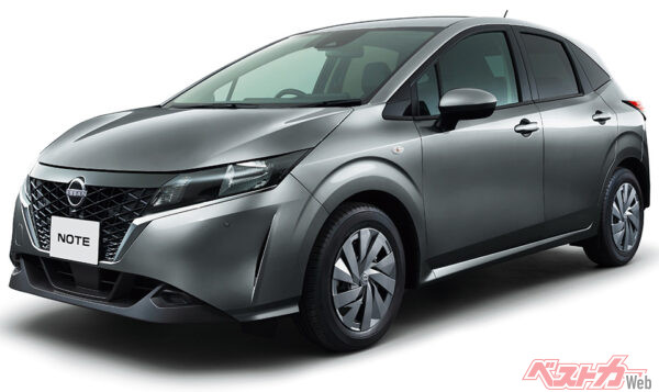 日産 ノート S ボディカラー ダークメタルグレー（2020年11月 発売開始発表時の公式画像より）