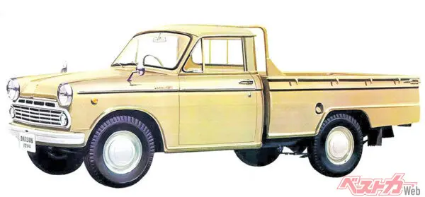 日産 ダットサン1200トラック320型(1965年型)……戦前の1934年に登場した日産のダットサントラック。戦後も1tクラスのトラックの代名詞だ。1965年式320型は1.2Lエンジン搭載していた